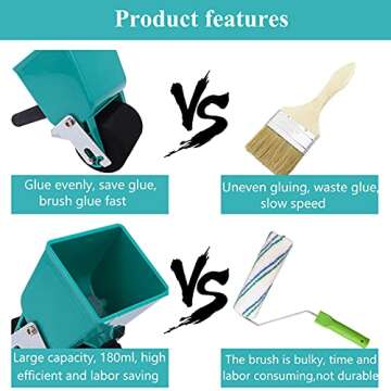 Msfullsea Portable Glue Applicator Roller 180ml Glue Roller Woodworking DIY Handheld Adhesive Roller with Flow Control Switch (3in)