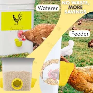 CHIKERS - ExtraLarge Automatic Chicken Feeder and Waterer Set || 12 Pounds / 3 Gallon || Poultry Coop self Food and Water Dispenser no Waste | Duck feeders Waters Container Combo for Outside/Indoor