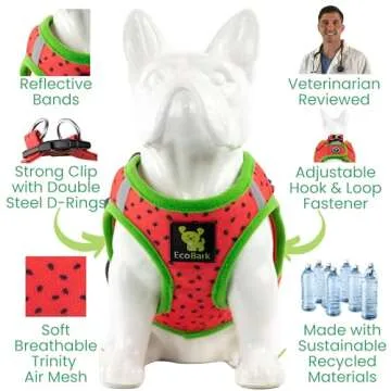 EcoBark Step in Dog Harness Reflective Soft Ultra Padded Mesh Dog Harnesses for XXS, XS, Small, and Medium Dogs Eco-Friendly Comfort Secure Halter No Pull Adjustable Pet Vest