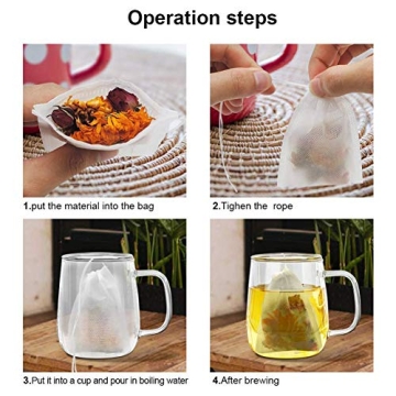 LTKJ 100-pack Cotton Tea Filter Bags with Drawstrings