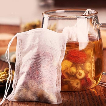 LTKJ 100-pack Cotton Tea Filter Bags with Drawstrings