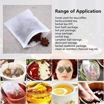 LTKJ 100-pack Cotton Tea Filter Bags with Drawstrings