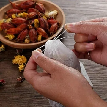 LTKJ 100-pack Cotton Tea Filter Bags with Drawstrings