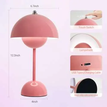 ZOOPEEN Rechargeable Modern Mushroom Lamp for Stylish Lighting