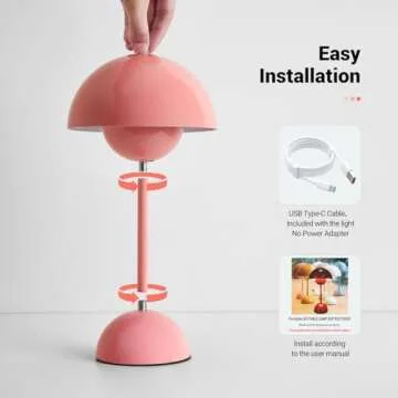 ZOOPEEN Rechargeable Modern Mushroom Lamp for Stylish Lighting