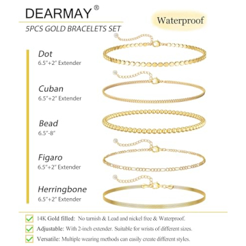 DEARMAY Gold Chain Bracelets Set for Women - Fashionable & Adjustable