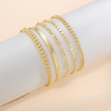 DEARMAY Gold Chain Bracelets Set for Women - Fashionable & Adjustable