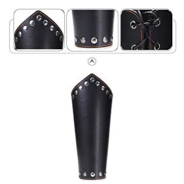 AZORA Leather Arm Guards Archery Gauntlet Wristband Medieval Leather bracers Viking Cosplay Wrist Gu...