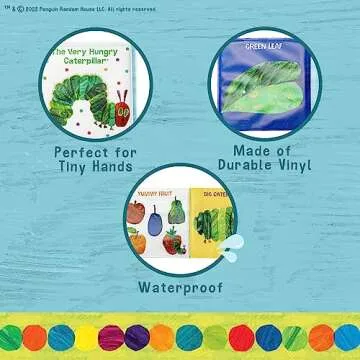 Kids Preferred World of Eric Carle The Very Hungry Caterpillar 6 Inch Vinyl Bath Book Bath Tub Toy Perfect for Water Play and Learning for Ages 0+