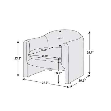 VANOMi Living Room Accent Chair, U Shaped Club Chair, and Reader Rriendly Bedroom Bucket Chair with Soft Cushion and Armrest