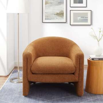 VANOMi Living Room Accent Chair, U Shaped Club Chair, and Reader Rriendly Bedroom Bucket Chair with Soft Cushion and Armrest