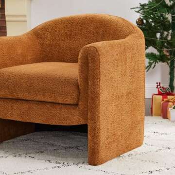 VANOMi Living Room Accent Chair, U Shaped Club Chair, and Reader Rriendly Bedroom Bucket Chair with Soft Cushion and Armrest