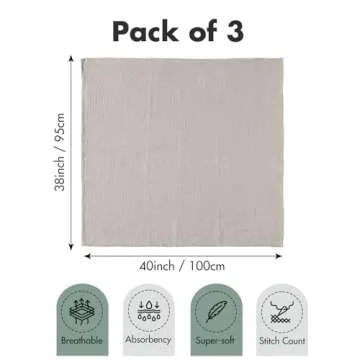 Muslin Swaddle Blankets for Newborns, 3 Pack Soft & Breathable