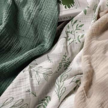 Muslin Swaddle Blankets for Newborn, 3 Pack Breathable Soft Receiving Blanket, Large 38 x 40 inches Swaddle Wrap Burping Clothes, Essentials Infant Shower Items, Toddler Gift (Bright Colors)