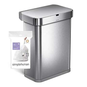 simplehuman Code Q Custom Fit Drawstring Trash Bags in Dispenser Packs, 20 Count, 50-65 Liter / 13.2-17.2 Gallon, White