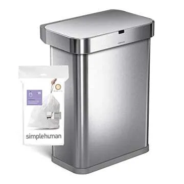simplehuman Code Q Custom Fit Drawstring Trash Bags in Dispenser Packs, 20 Count, 50-65 Liter / 13.2-17.2 Gallon, White