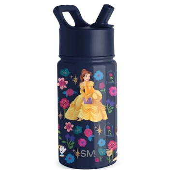 Simple Modern Disney Princess Belle Kids Water Bottle with Straw Lid | Reusable Insulated Stainless ...
