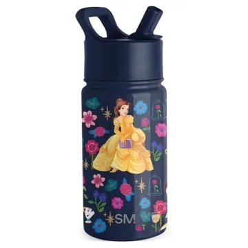 Simple Modern Disney Princess Belle Kids Water Bottle with Straw Lid | Reusable Insulated Stainless ...