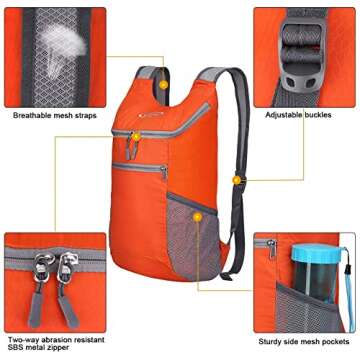 G4Free Lightweight Packable Hiking Backpack for Men Women Small Hiking Daypacks Foldable Shoulder Pack Casual Outdoor Bag 11L