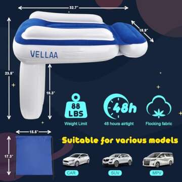 VELLAA Toddler Airplane Bed, Inflatable Travel Bed with Safety Belt