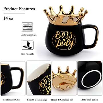HULASO Crown Coffee Cup Set: Thoughtful Gifts for Boss Women
