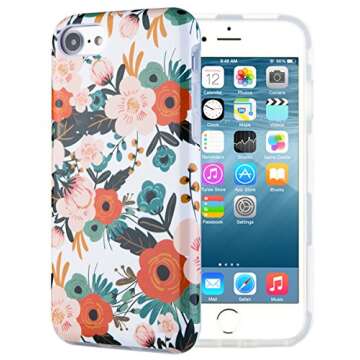 Dimaka Case for iPhone 7, 8, and iPhone SE, Cute Floral Flower Design for Girls,Heavy Two-Tier Shockproof with Soft TPU Inside Protective Cases for iPhone se,iPhone 7 and 8(Obsession Camellia)