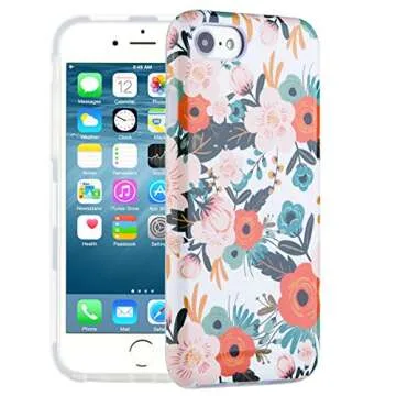 Dimaka Case for iPhone 7, 8, and iPhone SE, Cute Floral Flower Design for Girls,Heavy Two-Tier Shockproof with Soft TPU Inside Protective Cases for iPhone se,iPhone 7 and 8(Obsession Camellia)