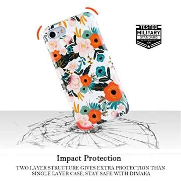 Dimaka Case for iPhone 7, 8, and iPhone SE, Cute Floral Flower Design for Girls,Heavy Two-Tier Shockproof with Soft TPU Inside Protective Cases for iPhone se,iPhone 7 and 8(Obsession Camellia)