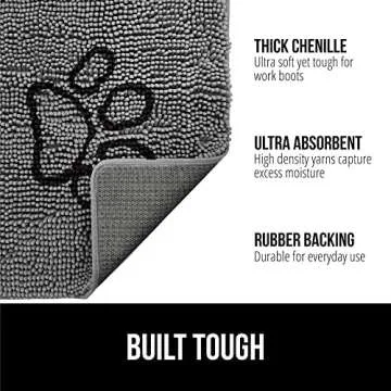 Gorilla Grip Ultra Absorbent Grippy Doormat for Muddy Dog Paws, 30x20 Machine Washable Soakstopper Rugs Cleaner Floors, Bed Mat for Dirty Dogs, Indoor Entrance Door Rug Pet Bed Mats Gray