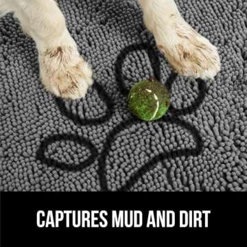 Gorilla Grip Ultra Absorbent Grippy Doormat for Muddy Dog Paws, 30x20 Machine Washable Soakstopper Rugs Cleaner Floors, Bed Mat for Dirty Dogs, Indoor Entrance Door Rug Pet Bed Mats Gray
