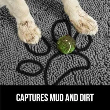 Gorilla Grip Ultra Absorbent Grippy Doormat for Muddy Dog Paws, 30x20 Machine Washable Soakstopper Rugs Cleaner Floors, Bed Mat for Dirty Dogs, Indoor Entrance Door Rug Pet Bed Mats Gray
