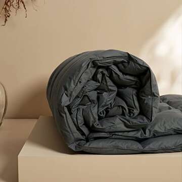 Airluck Luxury Feather Down Comforter Queen Full Size,Filled with Feather and Down,Winter Grey Bed Comforter,Fluffy Duvet Insert 90"x90"Ultra-Soft Down Proof Cotton Poly Cover with Corner Tabs