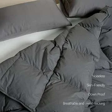 Airluck Luxury Feather Down Comforter Queen Full Size,Filled with Feather and Down,Winter Grey Bed Comforter,Fluffy Duvet Insert 90"x90"Ultra-Soft Down Proof Cotton Poly Cover with Corner Tabs