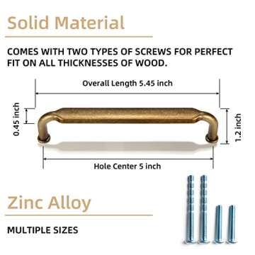 Goo-Ki 5 Inch Antique Brass Drawer Pulls - Zinc Alloy Handles