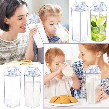 KALYLOC 4Pcs Milk Carton Water Bottles for Every Occasion