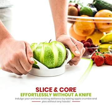 Utopia Kitchen Apple Corer and Slicer Fruit Cutter Apple Divider Wedger Stainless Steel Slicer for Fruits and Vegetables Ergonomic Handle Easy Grip 8 Sharp Blades Green