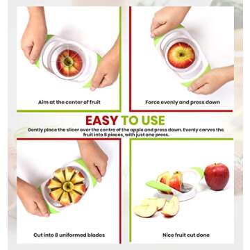 Utopia Kitchen Apple Corer and Slicer Fruit Cutter Apple Divider Wedger Stainless Steel Slicer for Fruits and Vegetables Ergonomic Handle Easy Grip 8 Sharp Blades Green