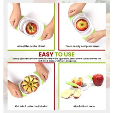 Utopia Kitchen Apple Corer and Slicer Fruit Cutter Apple Divider Wedger Stainless Steel Slicer for Fruits and Vegetables Ergonomic Handle Easy Grip 8 Sharp Blades Green