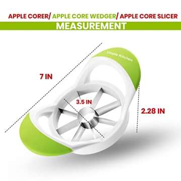 Utopia Kitchen Apple Corer and Slicer Fruit Cutter Apple Divider Wedger Stainless Steel Slicer for Fruits and Vegetables Ergonomic Handle Easy Grip 8 Sharp Blades Green