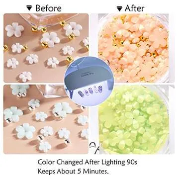 3D Flower Nail Charms, 2 Boxes 3D Acrylic Flower Nail Art Rhinestones White Pink Mixed Cherry Blossom Spring Gems Acrylic Nail Supplies with Pearls Manicure DIY Nail Decorations
