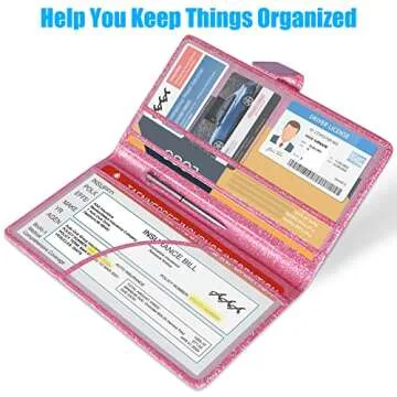 Stylish DMLuna Car Registration Holder in Glitter Pink