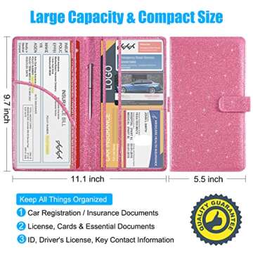 Stylish DMLuna Car Registration Holder in Glitter Pink