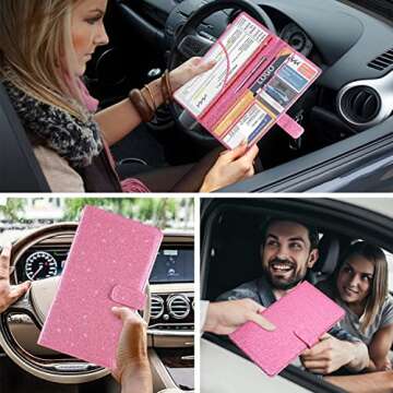 Stylish DMLuna Car Registration Holder in Glitter Pink