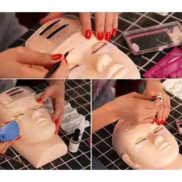 Pro 335Pcs Lash Eyelash Extension Kit, Mcwdoit Professional Lash Practice Kit with Flat Mannequin Head, Training Makeup Eye Lashes Grafting