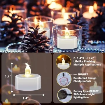 Candlium 24 Pack Battery Operated Tea Lights for All Occasions