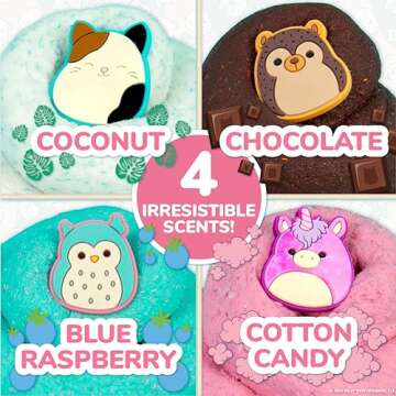 Original Squishmallows Premium Scented Slime, 4-Pack, 8 oz. Fluffy Slime, 4 Scented Slimes, 8 Fun Sl...