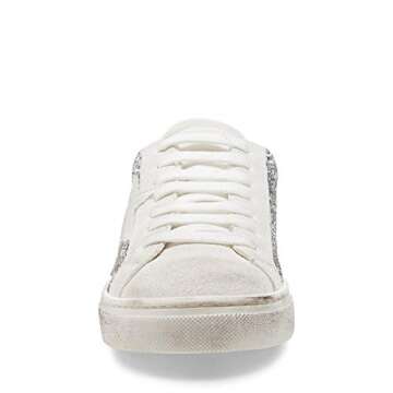 STEVEN by Steve Madden Women's Rubie Sneaker, Silver Glitter, 6 M US