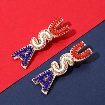 American Flag Earrings 4th of July Earrings for Women Beaded Heart Star Flag Dangle Drop Earrings, Zinc, Handmade Independence Day Patriotic Earrings Holiday Gifts (Letter 3)