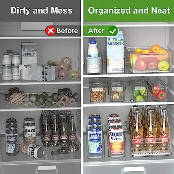 BOICHU 14 Pack Clear Refrigerator Organizer Bins with Lid