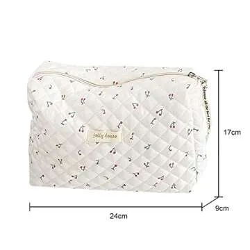 Juoxeepy Quilted Floral Cosmetic Pouch for Travel